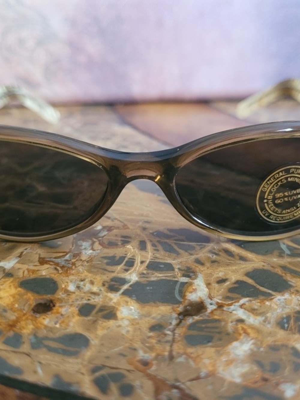 Sleek Oval Brown Sunglasses with Burgundy Case - Picture 2 of 6